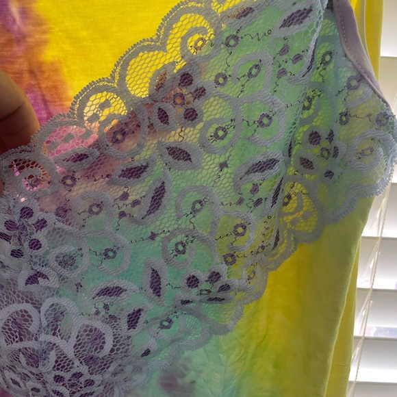 Blumin Apparel Tie Dye Lace Overlay Tank-XL - Picture 3 of 4